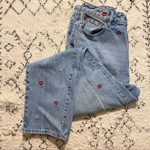 [Pacsun] Red Daisy Mom Jeans